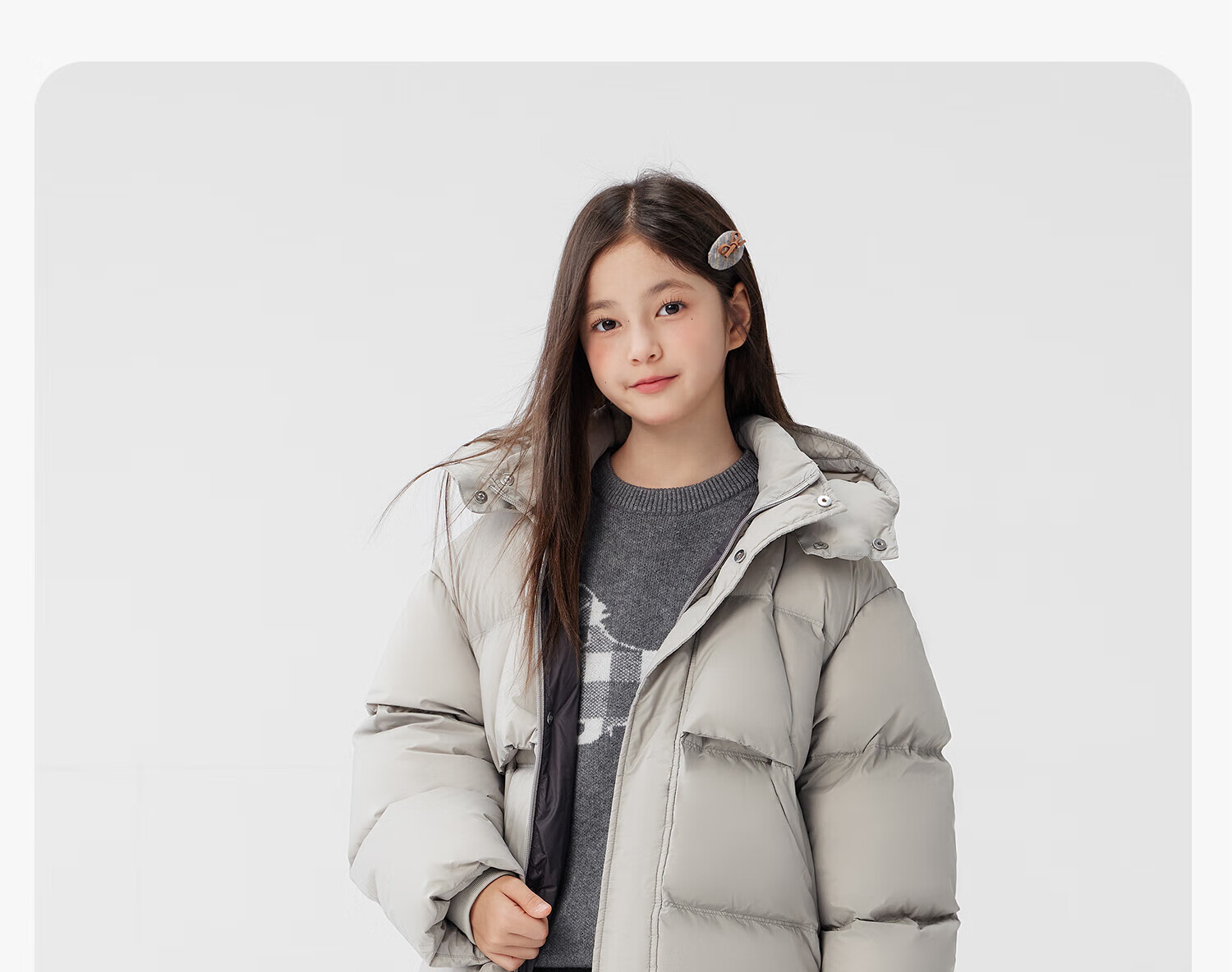 Zoxi Girls Sweater Autumn Winter Sausage Dog 2025 New Big Kids Warm Knitted Top Gray 150 26